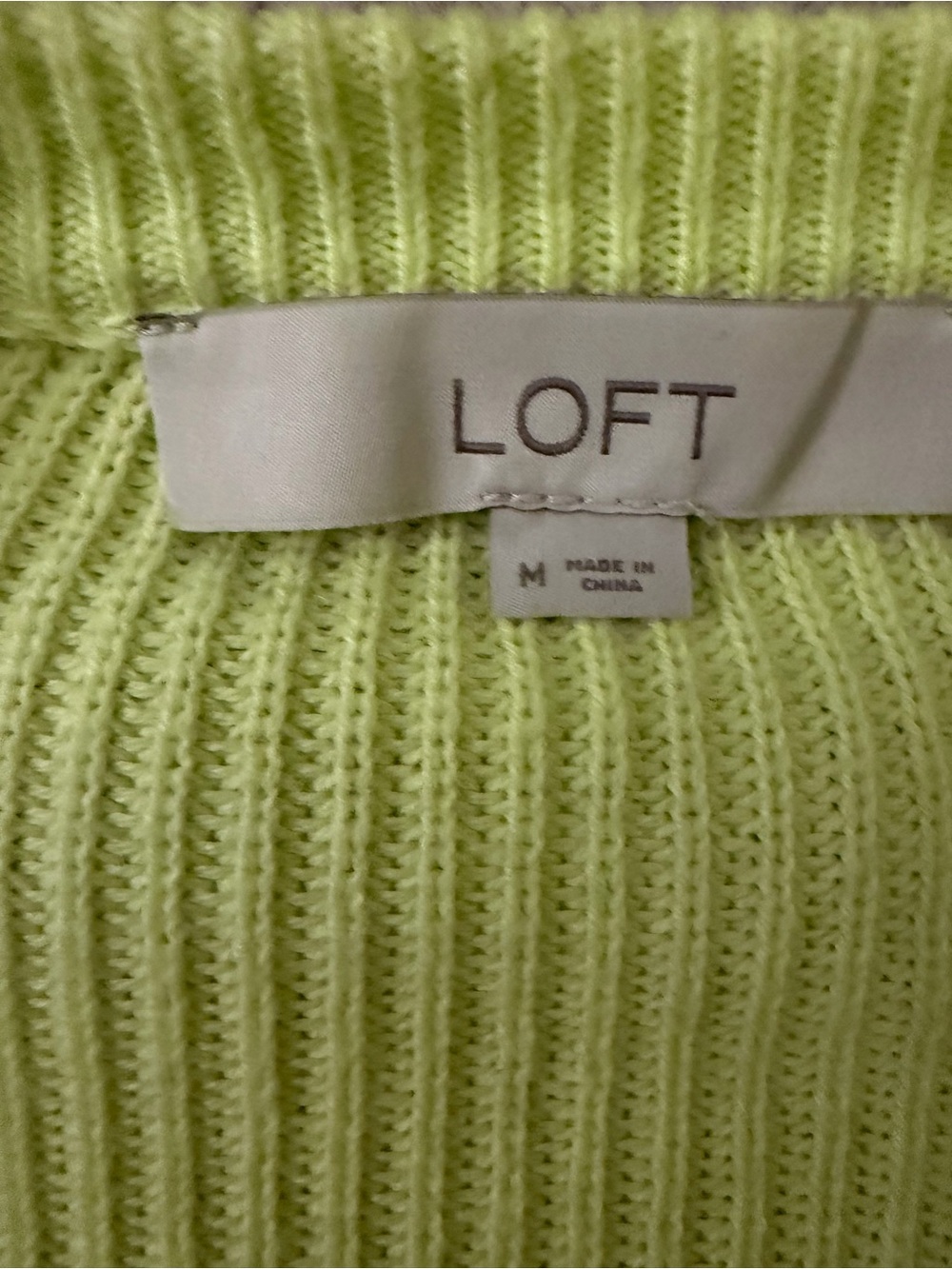 LOFT Bright Lime Ribbed Knit Top - Picture 3 of 5